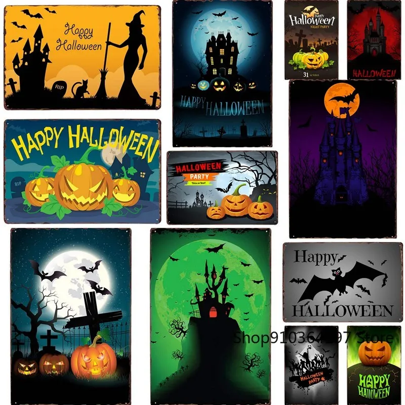 

Halloween Metal Sign Plaque Metal Vintage Pub Iron Painting Wall Decor for Bar Pub Club Man Cave Metal Posters