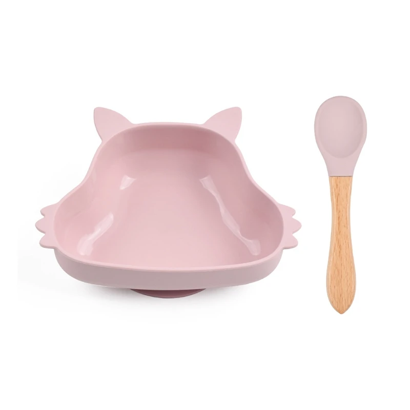 

GXMB 2 шт. силиконовый набор посуды для кормления детей мультяшная белка сильное всасывание Нескользящая тарелка ложка самокормление