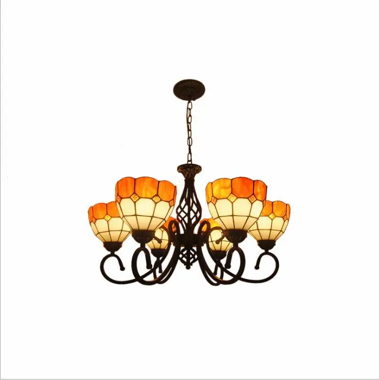 

Creative Mediterranean style chandelier European retro atmosphere living room lamp American Rural Tiffany ceiling lamp