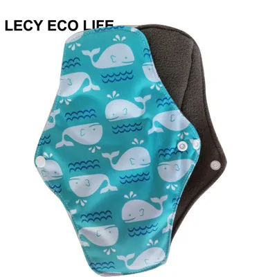 [LECY ECO LIFE] женские тканевые менструальные прокладки из флиса с принтом фламинго, бамбуковый уголь, многоразовые водонепроницаемые прокладки для мам - Цвет: m42
