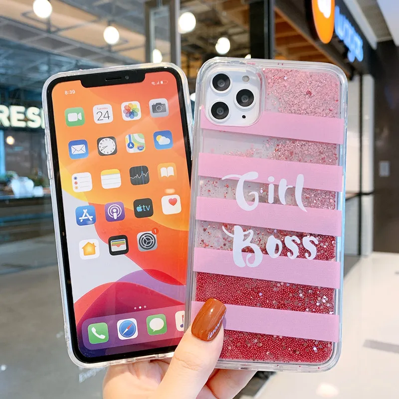 Прозрачный чехол USLION с надписью зыбучий песок для iPhone 11 Pro Max X XS XR Xs 7 8 Plus задняя