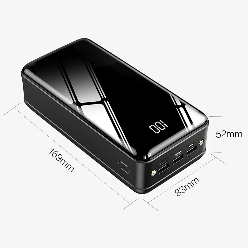 

Power Bank 50000mAh Mirror Screen LED Display PD Fast Charging Portable External Battery Charger PowerBank 50000 mAh for Phones
