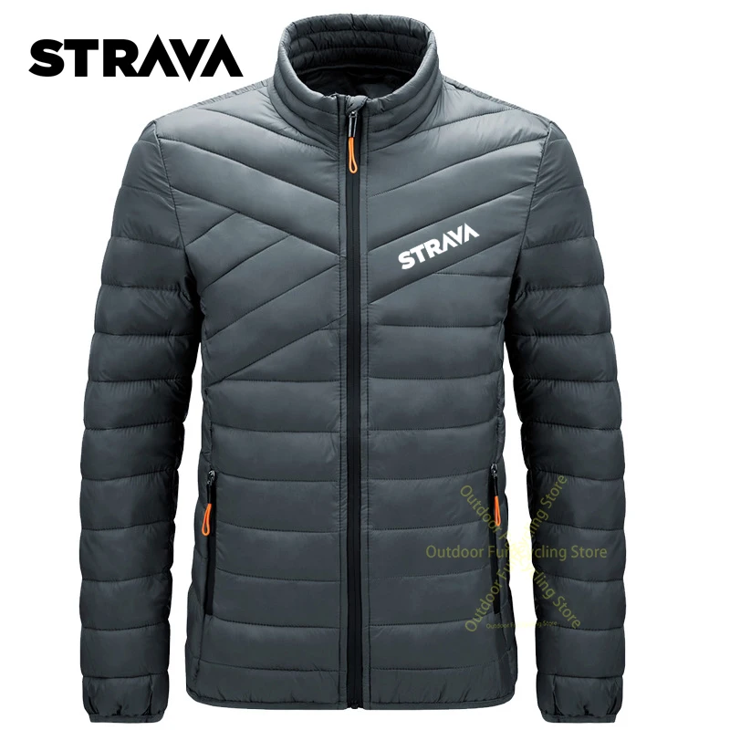 

Strava Cycling Jacket Winter Mandarin Collar Striped Warm Cycling Jacket Outdoor Sports Windproof Warm Cycling Coats Waterproof
