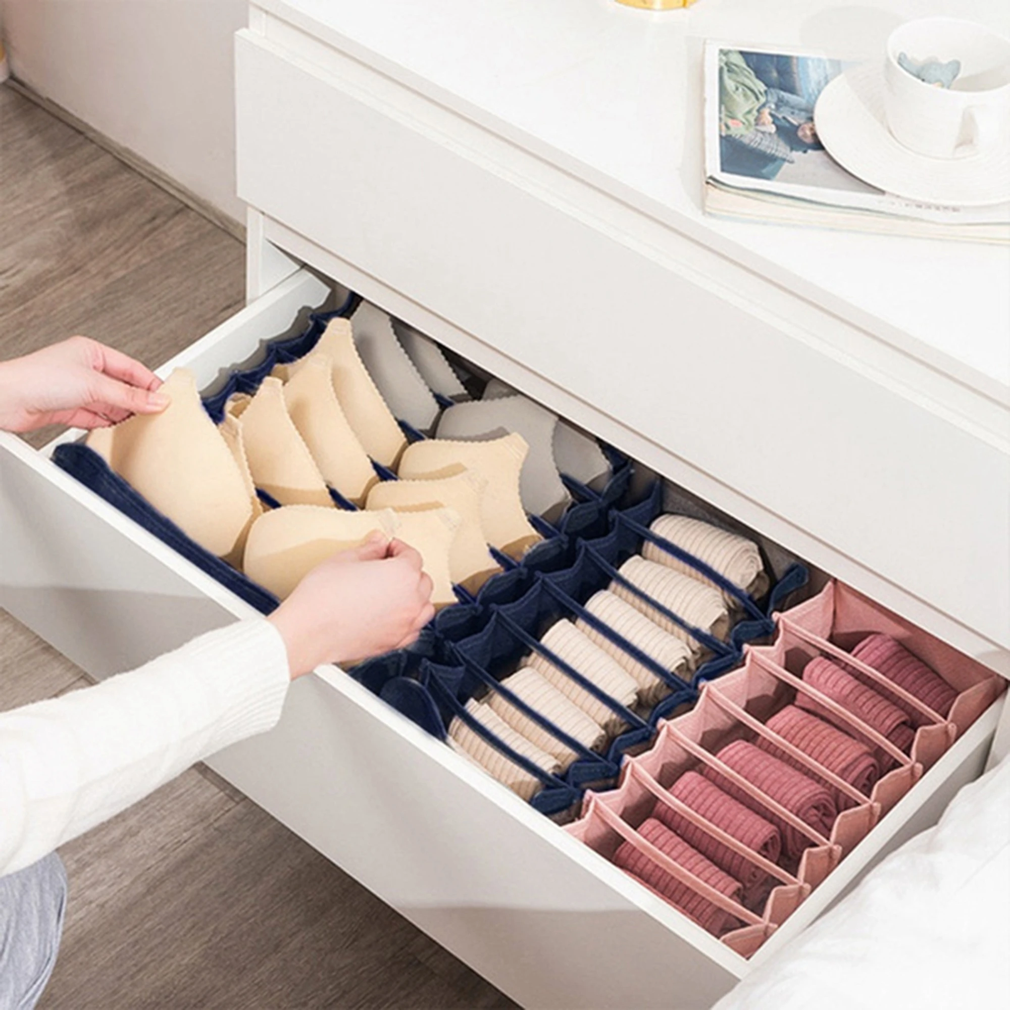 Ящики для хранения нижнего белья разделитель органайзер с крышкой шкафа одежды