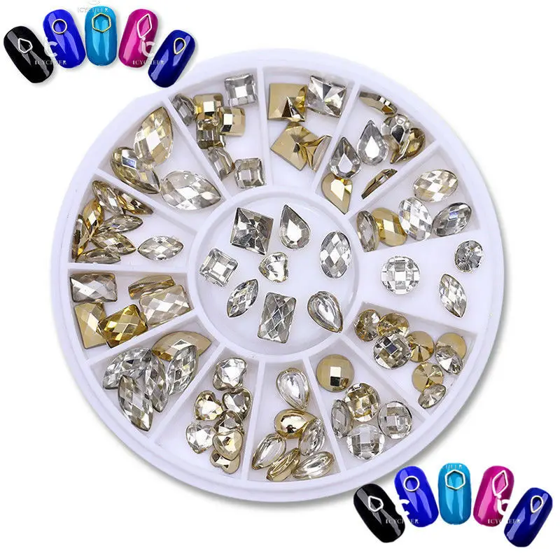 1 Box Glass Nail Art Rhinestones Mixed Size Studs DIY Crystals Gems Glitter 3D Decorations Manicure Accessories | Красота и здоровье