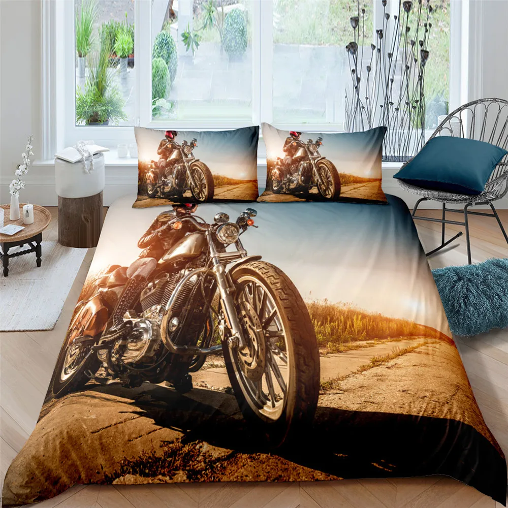 

3D Printed Motorcycle Bedding Set Duvet Cover For Home Textiles King Single Twin Full Double Comfortable Bed Sets