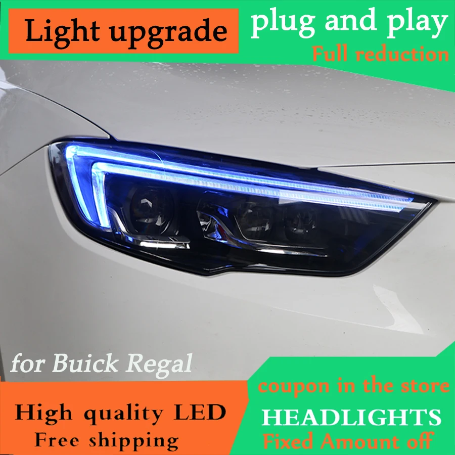 DY_L Автомобиль Стайлинг корпус передней фары для Buick Регал 2017 2018 2019 светодиодный DRL