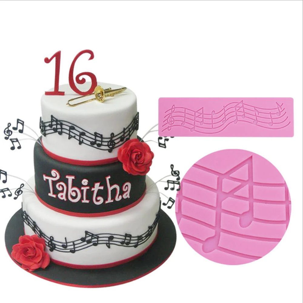 

Note Shape Fondant Silicone Cake Mold Cake Decorating Tools Baking Cake Lace Decoration Mold DIY Chocolate Decoration Tools