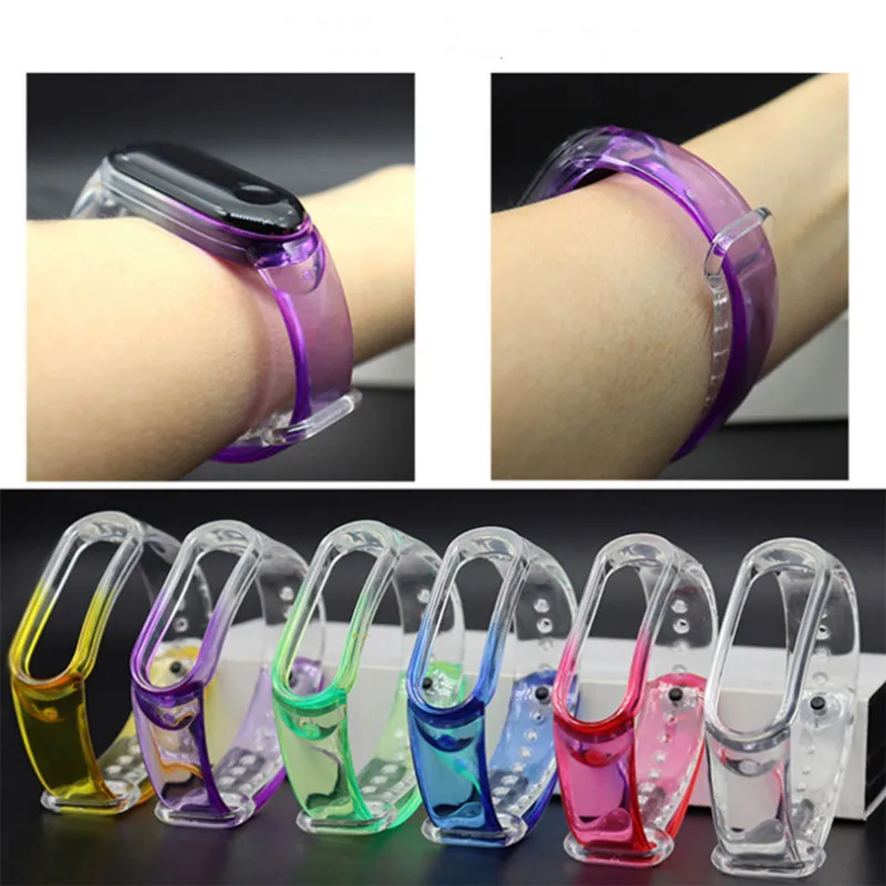 1Pc Fashion Transparent Strap Replacement Bracelet For Xiaomi Mi band 5 Portable Durable Colorful Band | Электроника