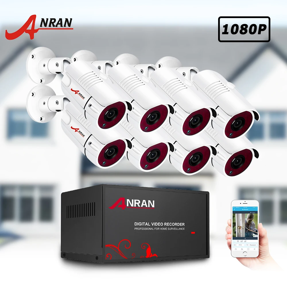 ANRAN 1080P камера безопасности Система Комплект 8CH наблюдения видео рекордер ИК