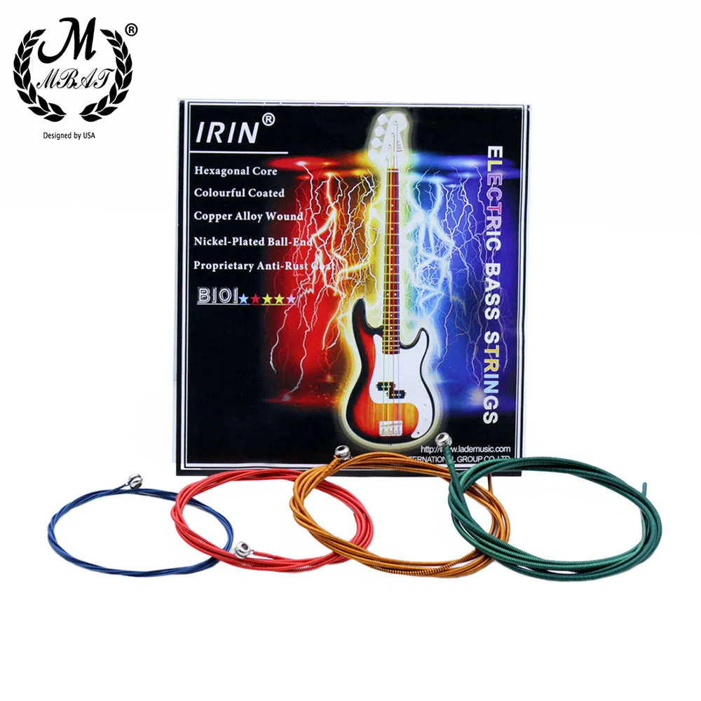 

M MBAT High Quality 4Pcs Electric Bass Strings Colorful Steel Core Nickel Plated Alloy Wound Bass String Guitar Accessories B101