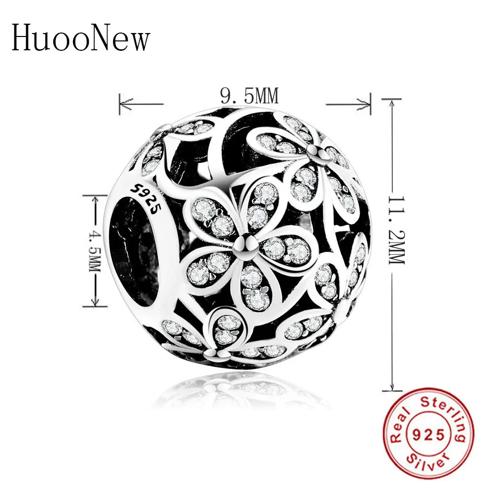 Подходят для оригинального браслета-талисмана четкий CZ пять лепестков Цветочные