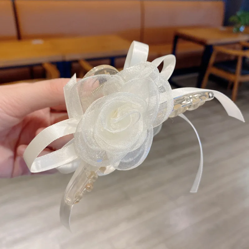 

2021 New Fairy Flower Knotted Bowknot Camellia Catch Clip Back Head Bath Plate Hair Claw for Women Fashion Hair Accessories