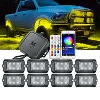 MICTUNING Q1 RGB LED Rock Lights 8 Pods Multicolor Underglow Neon Light Waterproof Underbody Glow Lamp Controller Remote Control