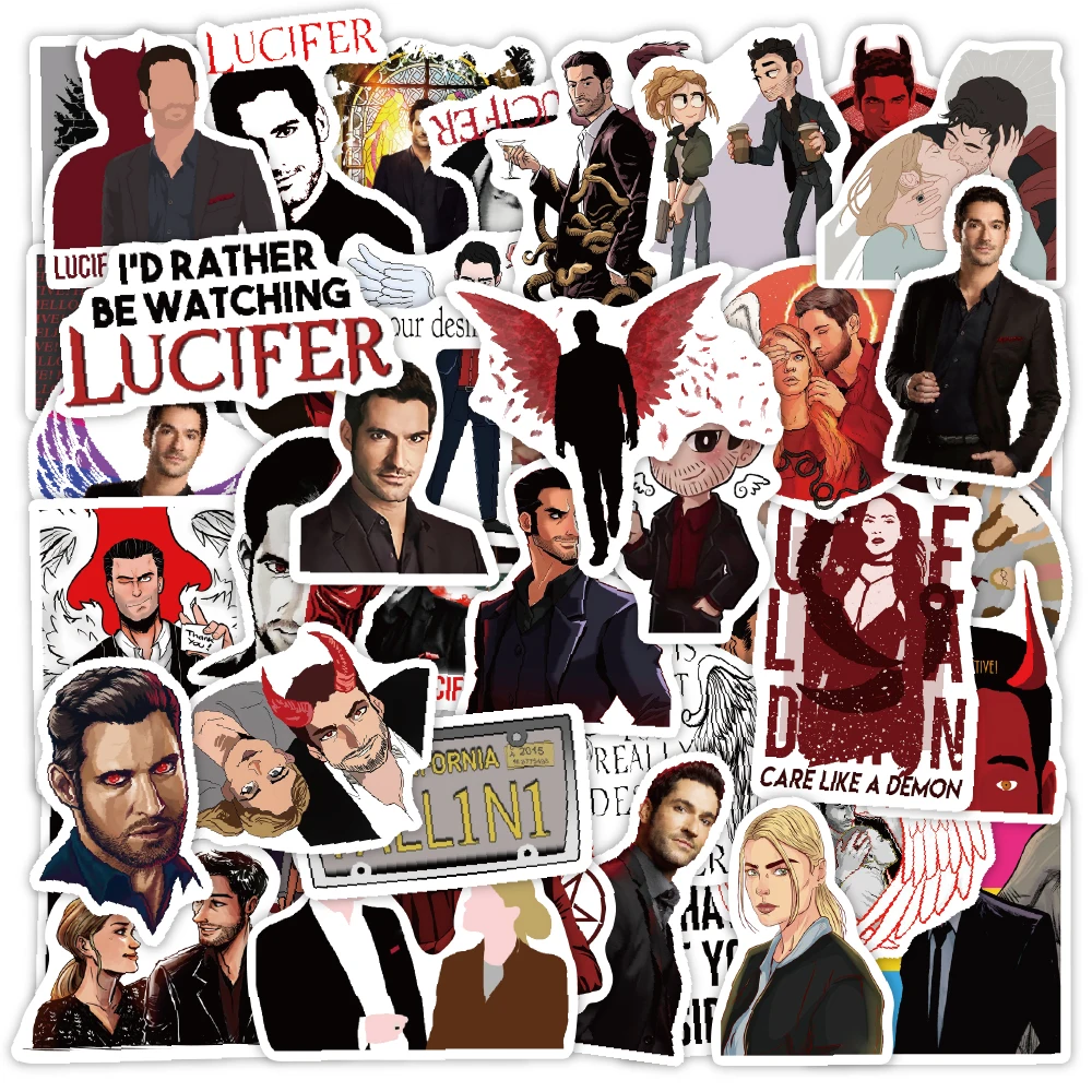 

Виниловые водонепроницаемые наклейки Lucifer 50 шт., в стиле ретро, для детей, подростков, взрослых, чемоданов, ноутбуков, велосипедов, скейтборд...