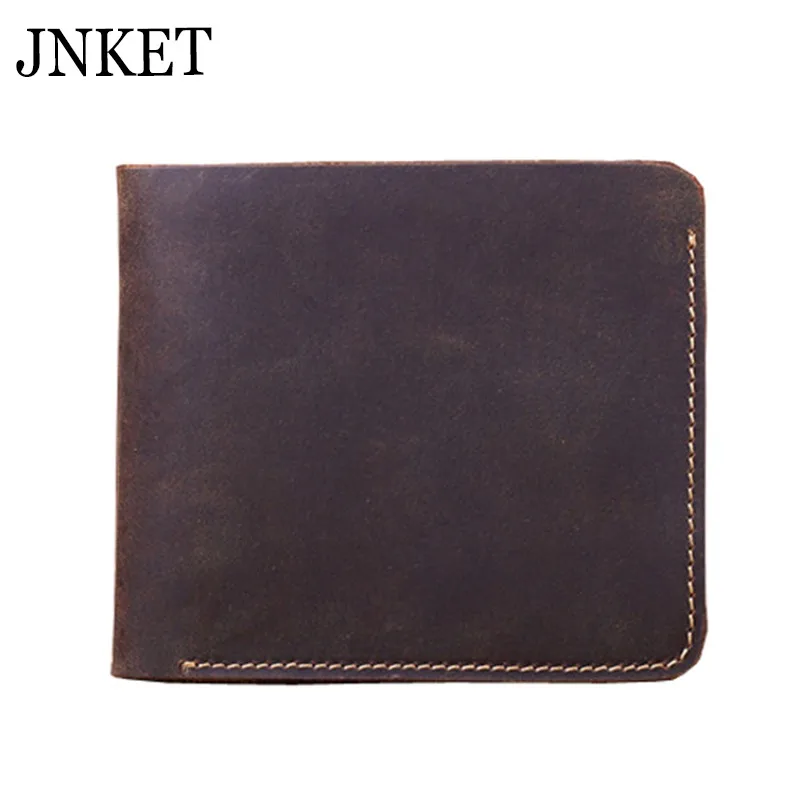 

JNKET Retro Men's Wallet Cow Leather Clutch Wallet Short Wallet Billfold Zipper Coins Purse Card Holder Coin Pocket Notecase