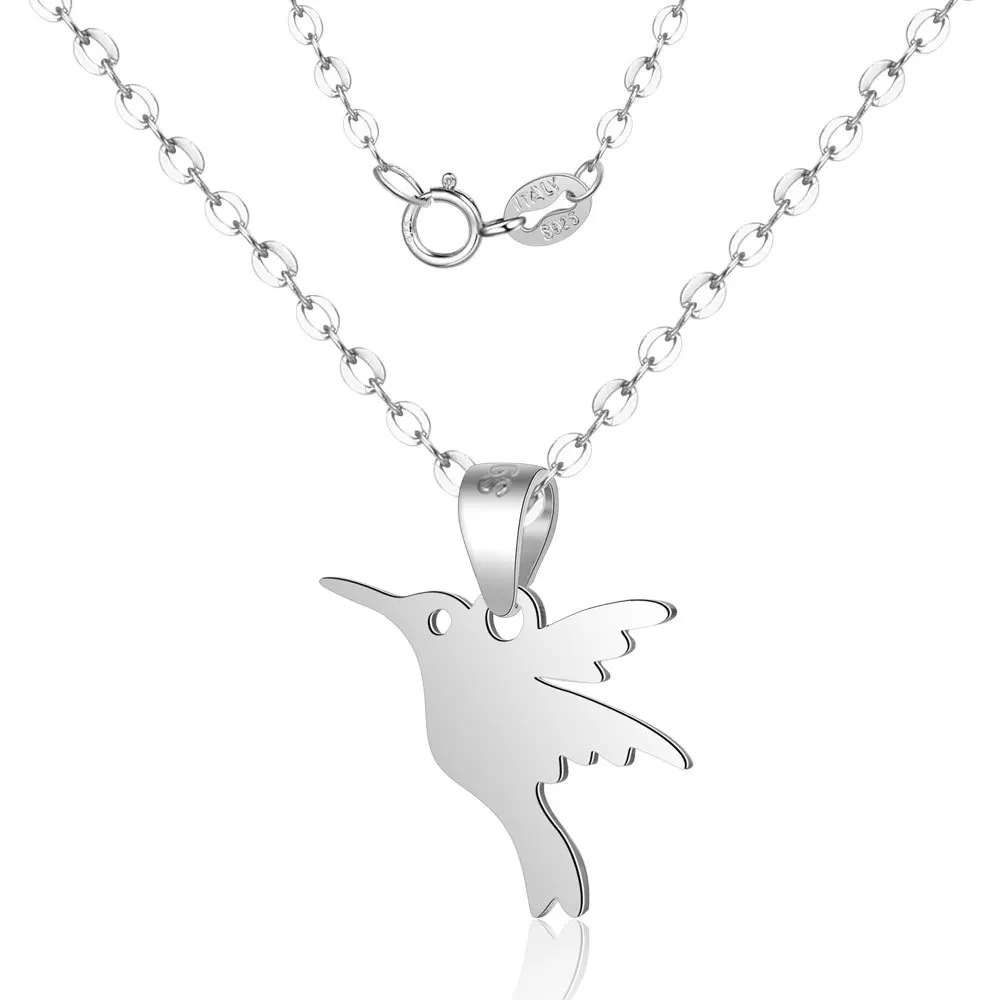 

SBN001 S925 Silver Hummingbird Necklace Personality Fashion Animal Pendant