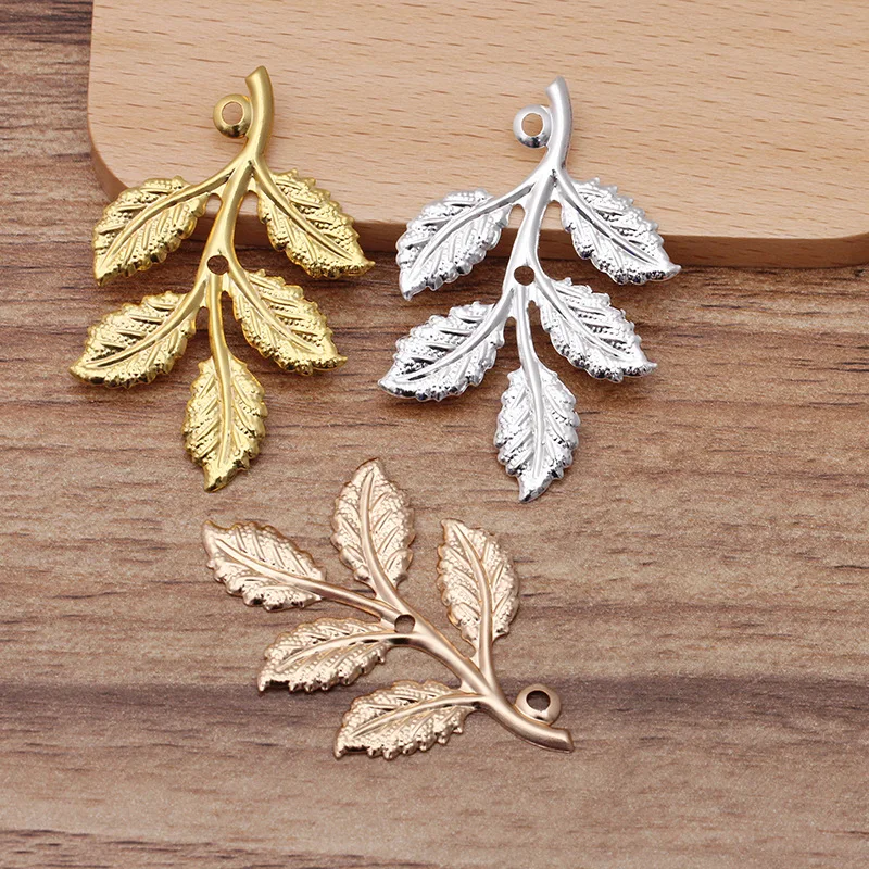 

20pcs 32X50mm Gold Color Leaf Charms Pendants for Necklace Bracelet Brooch Headwear Accessories for Jewelry Making DIY Wholesale