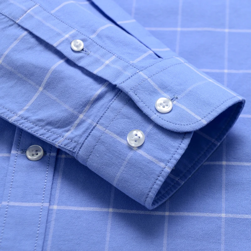 Рубашка мужская классическая в клетку 100% хлопок полосатая блуза из ткани Оксфорд