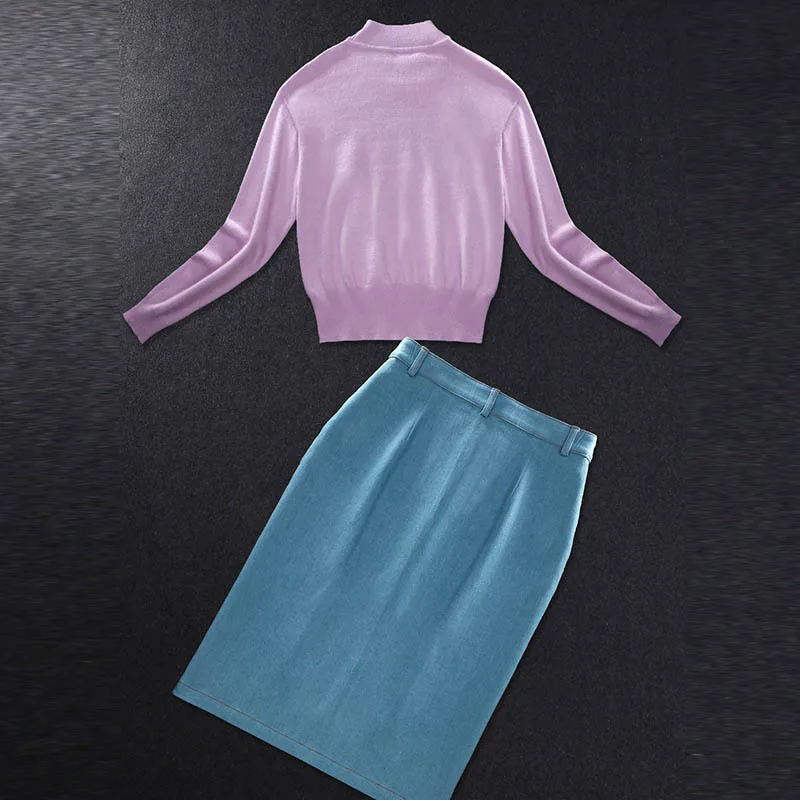 2020 весенние женские костюмы в Звездном стиле розовый свитер с длинными рукавами