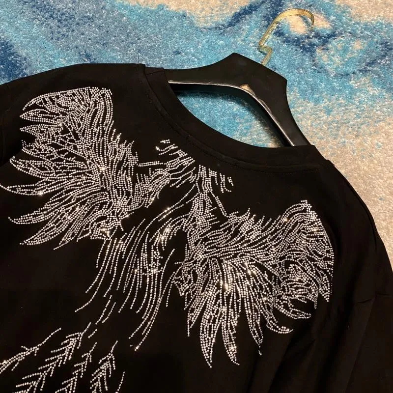 

Women Tops 2021 Summer Short Sleeve O-Neck Loose Fit Diamonds Black White T-Shirt High Street Female Gothic Pullover T-Shirts