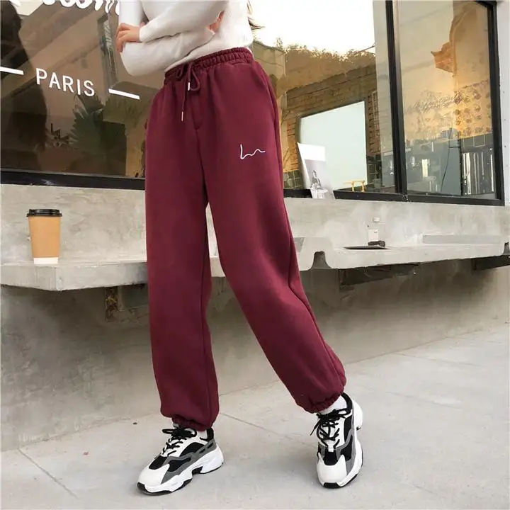 

Spring Fall Fleece Casual Joggers Women Hip Hop High Waist Baggy Sweatpants Running Jogging Sport Pants Trousers Streetwear
