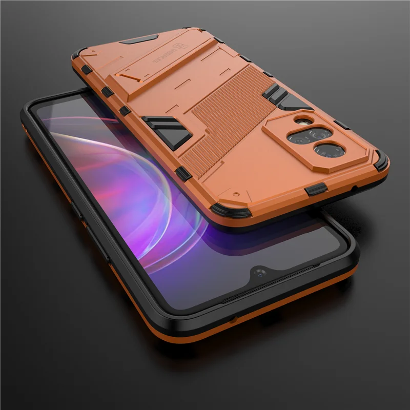 Protective Case For Vivo V21 Case For Vivo V21 Cover Armor Hard Rubber Invisible Bracket Funda Holder Cover For Vivo V21 5G