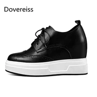dovereiss fashion spring womens shoes cross tied internal height pure color black white cowhide consice gym shoes