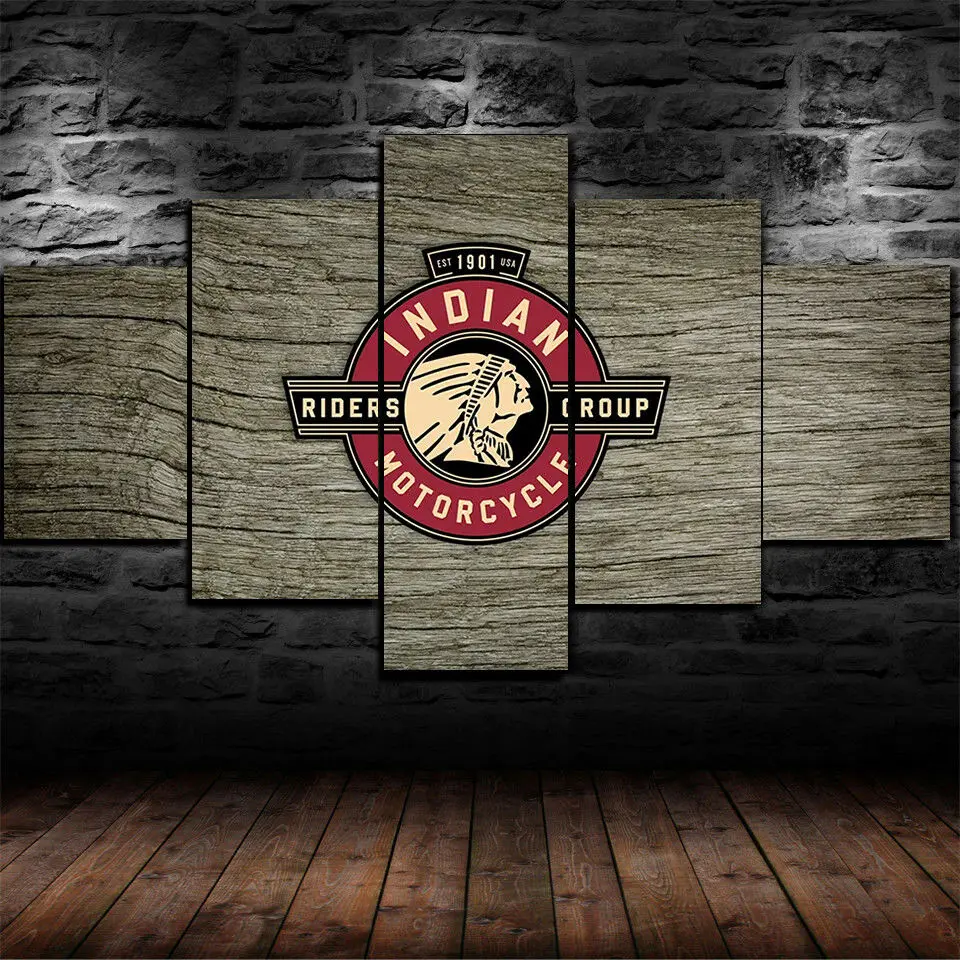 Индийский мотоцикл дерево логотип 5 шт. холст картина печать на стене искусство