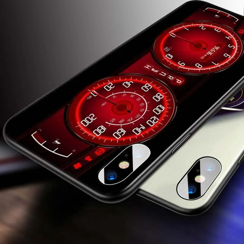 

For iPhone 12 11 Pro Max mini Bright Black Case Cool Speedometer for iPhone Max XR X 8 7 6 Plus 5S SE Phone Case