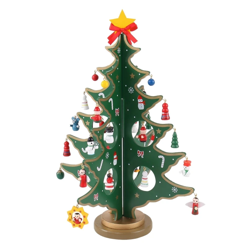 12 дюймов забавная настольная деревянная Рождественская елка Декор набор