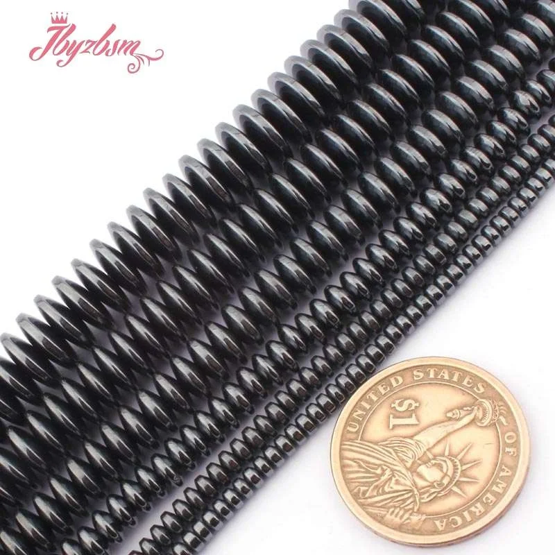 2x3 3x8 3x12mm Black Rondelle Sliced Hematite Natural Stone Beads For Necklace Bracelet Pandant Jewelry Making 15&quot Free Shipping |