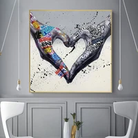 abstract love heart gesture graffiti art canvas painting posters and prints wall art pictures cuadros for living room decorative