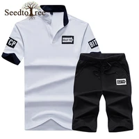 summer mens suit solid color short sleeved t shirt casual shorts sports mens sets