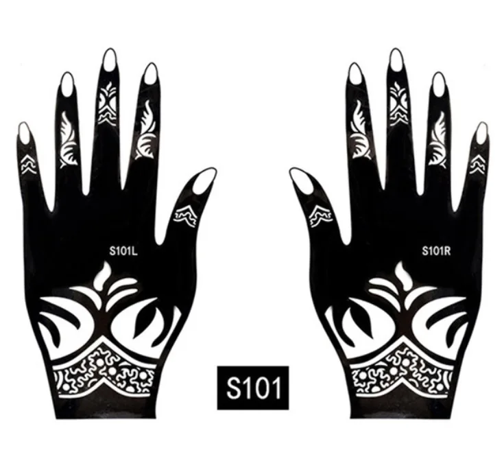 

2Pcs/Set Temporary Tattoo stencil 25 designs Body Art Men Women Indian Henna pattern Beauty Waterproof Fake Arm Hand Reuse tatoo