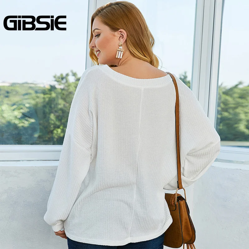 Женская трикотажная футболка GIBSIE повседневный белый пуловер с открытыми плечами