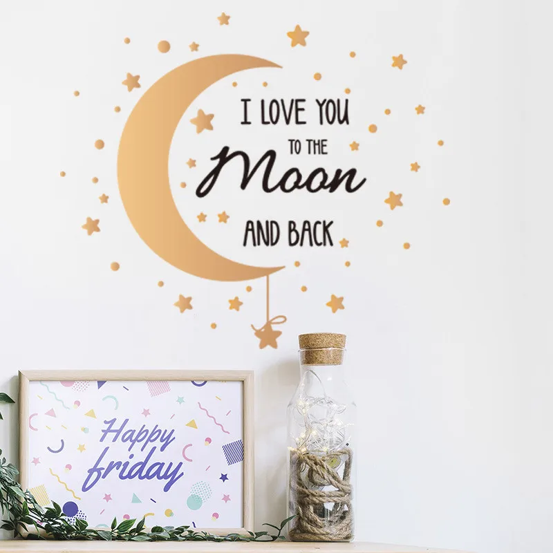 С надписью I Love You To The Moon And Back (мама я тебя в виде луны и звезд Цитата стены Стикеры