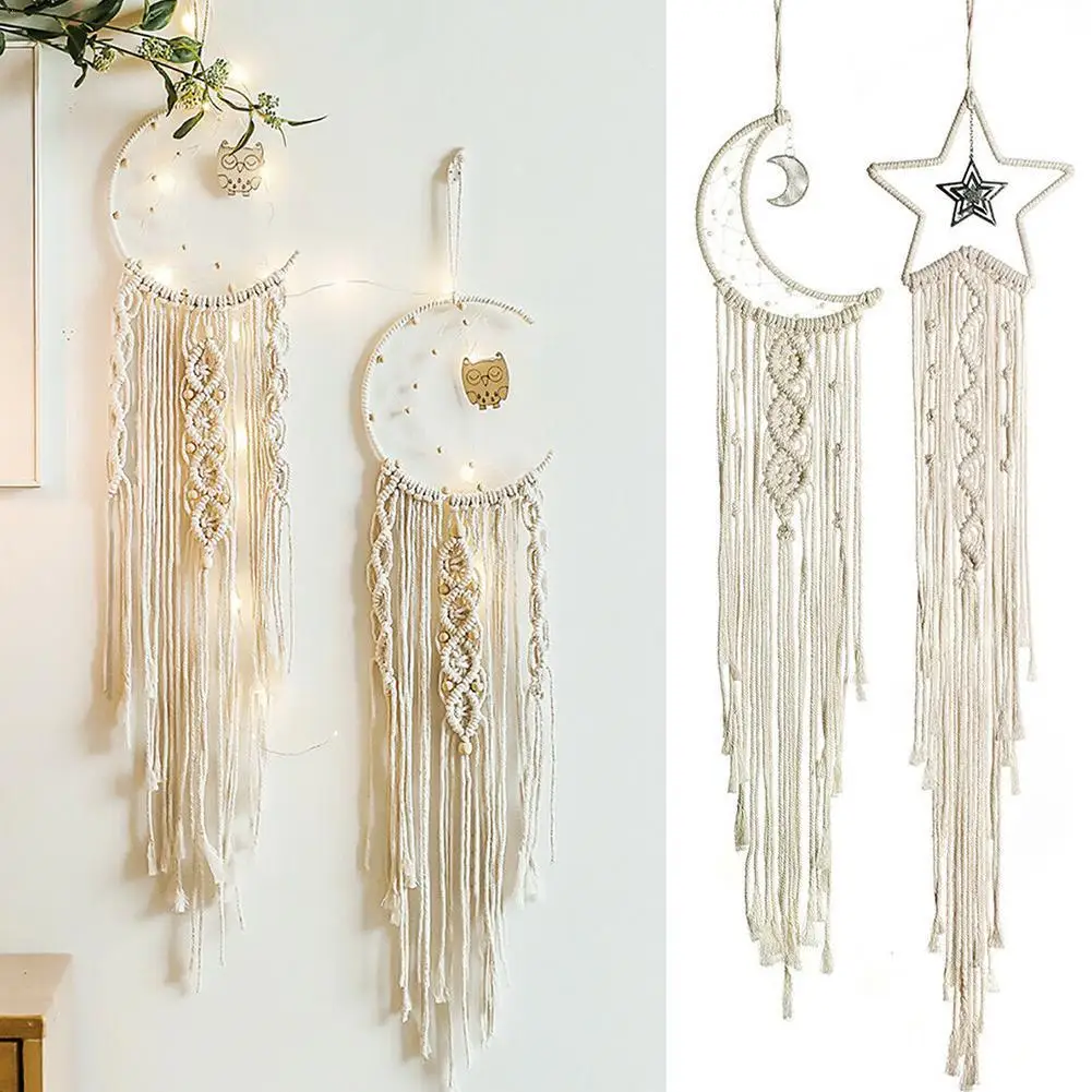 

Handmade Moon Macrame Wall Hanging Home Decor Macrame Catcher Kid Wall Tapestry Room Wedding Decoration Ornament Dream Home H4O8
