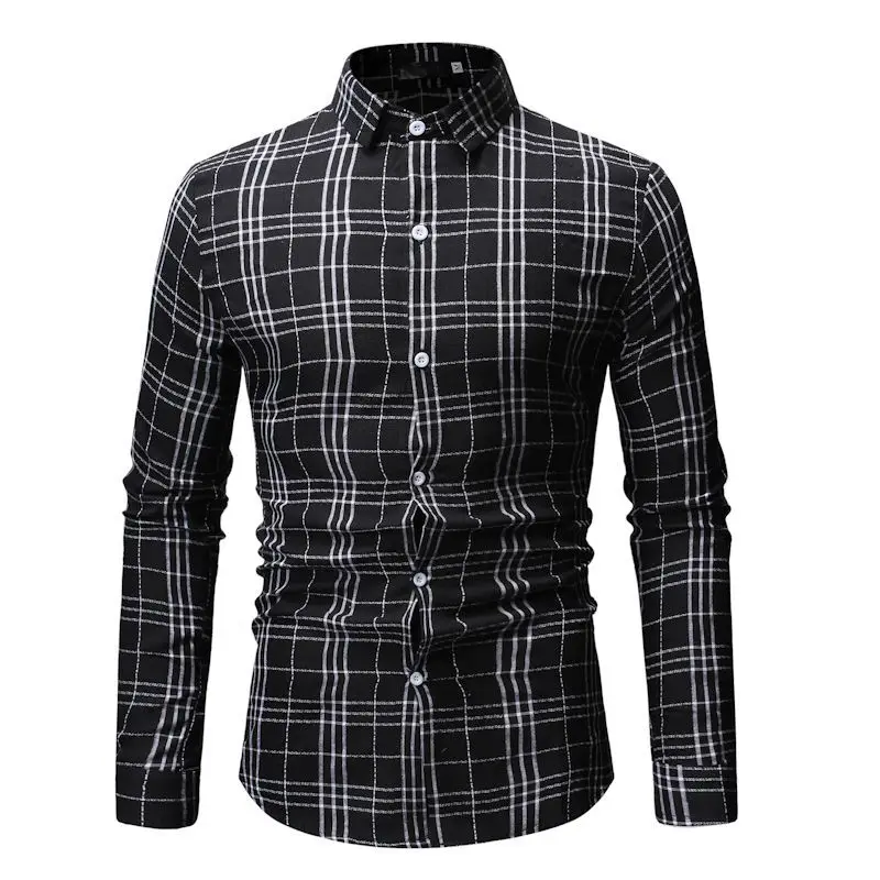 

J-Jay Brand 2021 Hot Style Men Plaid Shirt Lapel Business Multi-style Comfortable Four Seasons Wear Long-sleeved Men Clothing