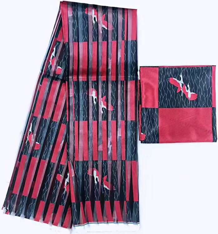 african fabric pure silk organza abkara wax print 2+4yards ribbon for dress MM-B1 | Дом и сад