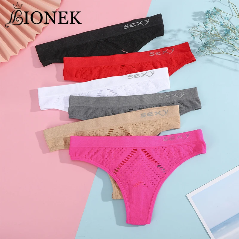 

BIONEK Sexy Women's Panties Briefs Unique Hollow Underwear Seamless Thongs Female Underpants G-String Lingerie Stretch Bikini