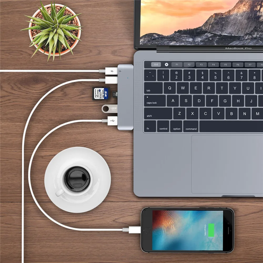 Офиса специализированный MacBook Air Pro Тип C USB концентратор HDMI кард ридер PD 3 0 QI