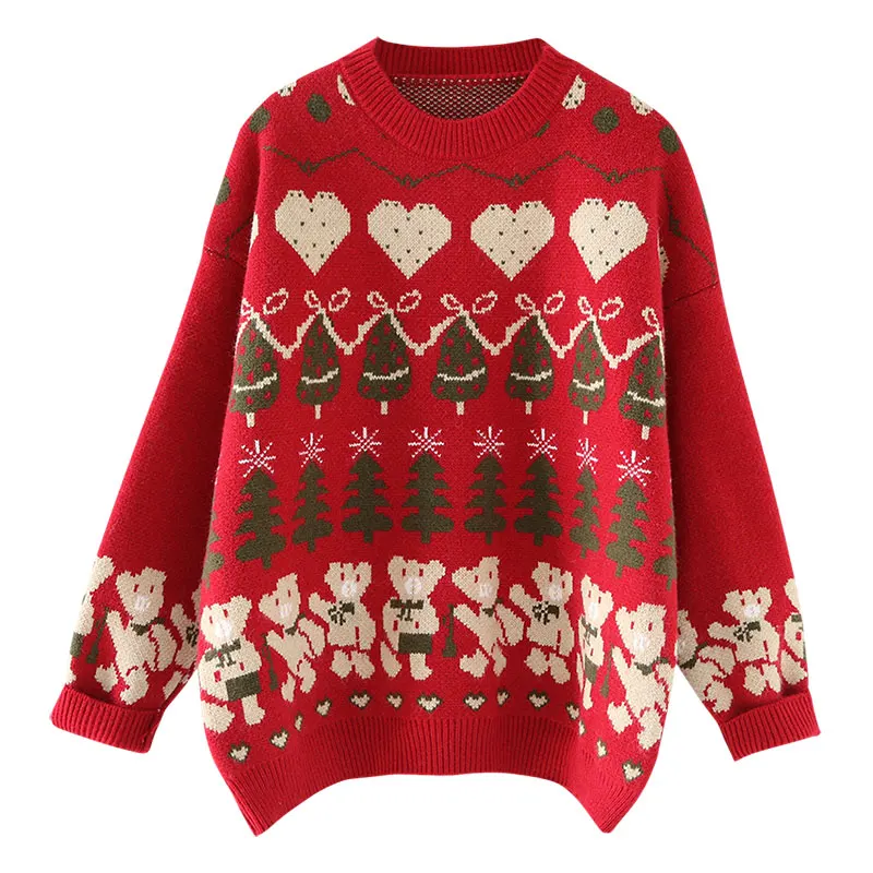 

Poncho Real Women Sweaters And Pullovers Jumper Christmas Sweater "women 's Pullover Loose Lazy Style 2020 New Printed Tree