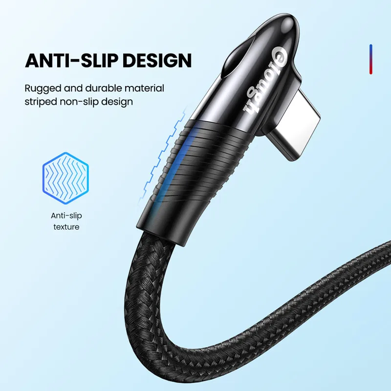 elough usb type c cable 90 degree 3a fast charging usb c cable for samsung xiaomi redmi note 11 mobile phones usb type c cord free global shipping