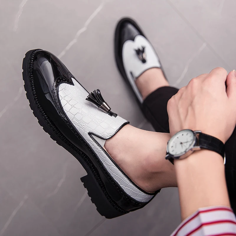 Мокасины мужские кожаные с бахромой уличная модная повседневная обувь для