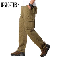 ursporttech mens cargo pants with many pockets military style tactical pant men outwear straight slacks long trousers large size