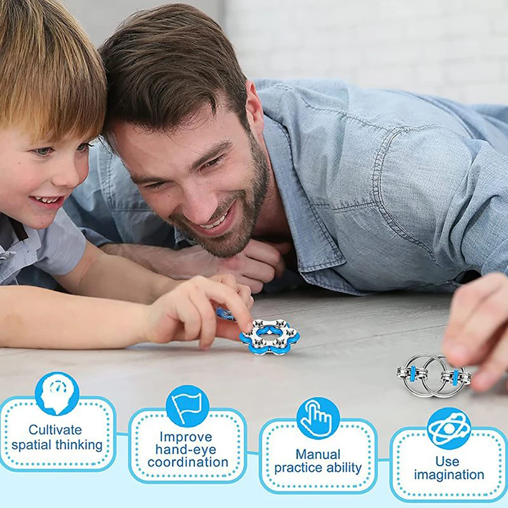 Игрушка-Спиннер с шестью роликами в форме цепи для велосипеда