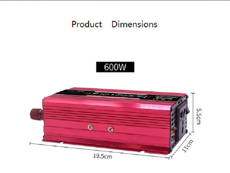 Инверторный трансформатор напряжения светодиодный дисплей волна чистый синус 600