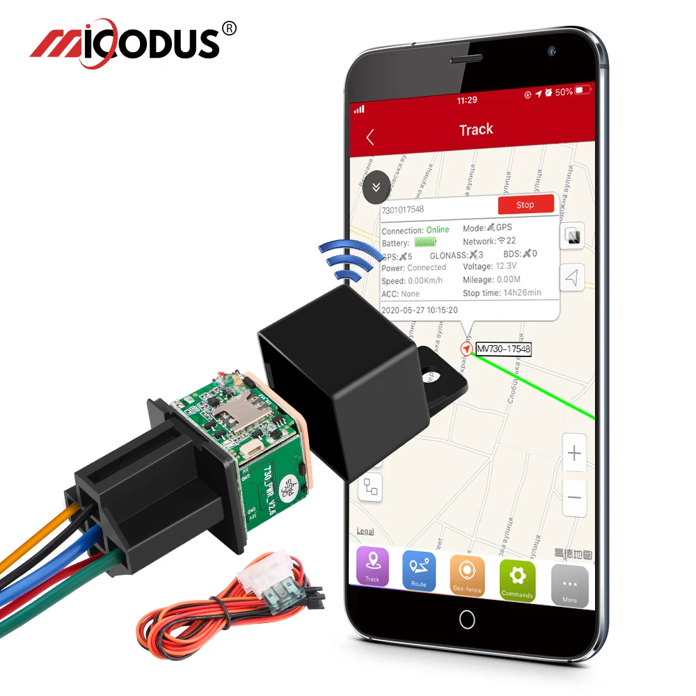 GPS-трекер MiCODUS автомобильный 9-90 В С функцией отключения подачи топлива |