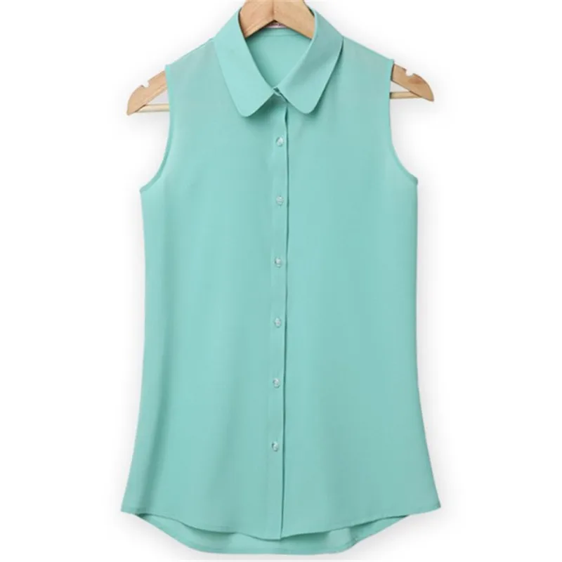 Camisa Blusas Femininas Топы женские летние без рукавов шифон рубашки блузки белая блузка